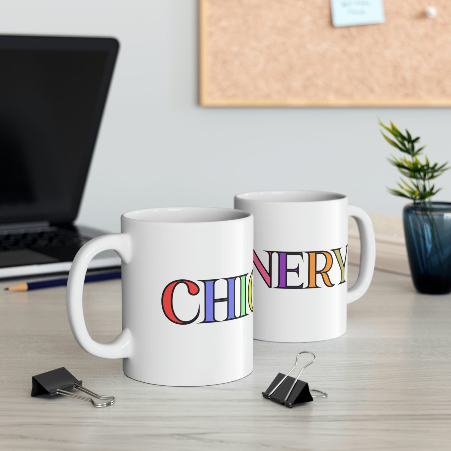 Chicanery™ Rainbow Ceramic Mug (White)