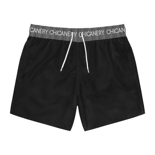 Chicanery™ Multi-Font Swim Trunks (Black)