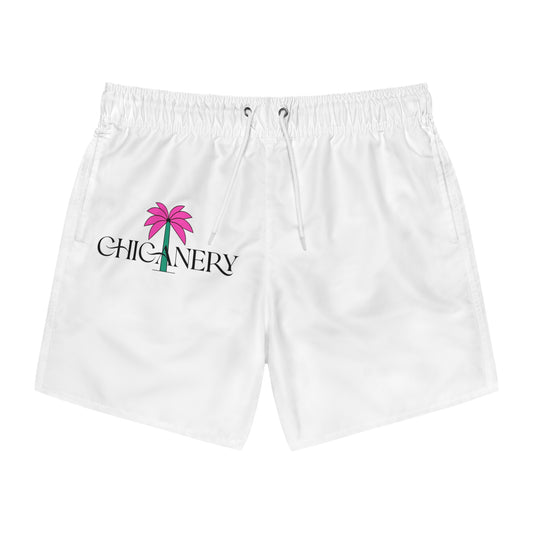 Chicanery™ Palm Swim Trunks (White)