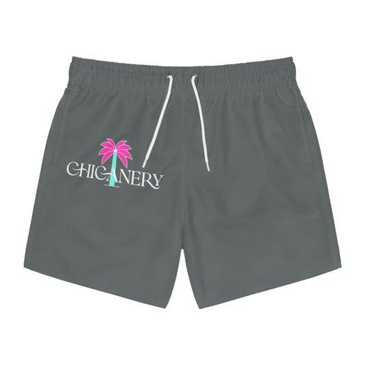 Chicanery™ Palm Swim Trunks (Dark Grey)