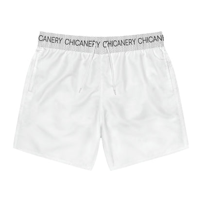 Chicanery™ Multi-Font Swim Trunks (White)