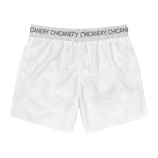 Chicanery™ Multi-Font Swim Trunks (White)