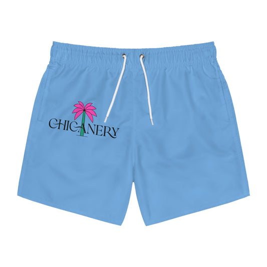 Chicanery™ Palm Swim Trunks (Light Blue)