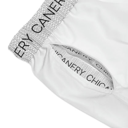 Chicanery™ Multi-Font Swim Trunks (White)